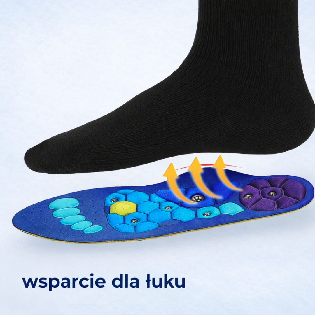 Magnetyczne wkładki akupresurowe™ (Masaż stóp + Wsparcie łuku)